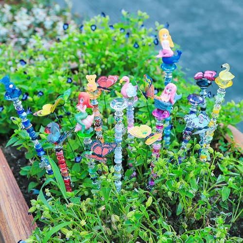 AIPRIDY DIY Crystal Beaded Fairy Wand Garden Stakes Kit Colorful Decorative Wands with Assembly Guide 12 or 10 Inch Threaded RodsOutdoor Garden Decoration Set 252 RainbowFairy Tale Top - Image 3