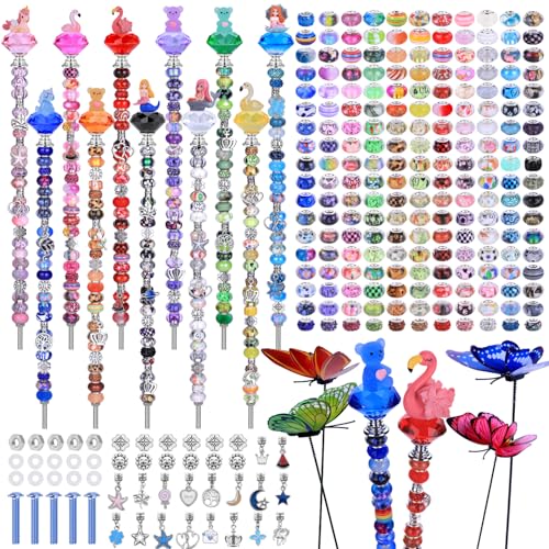AIPRIDY DIY Crystal Beaded Fairy Wand Garden Stakes Kit Colorful Decorative Wands with Assembly Guide 12 or 10 Inch Threaded RodsOutdoor Garden Decoration Set 252 RainbowFairy Tale Top - Image 1
