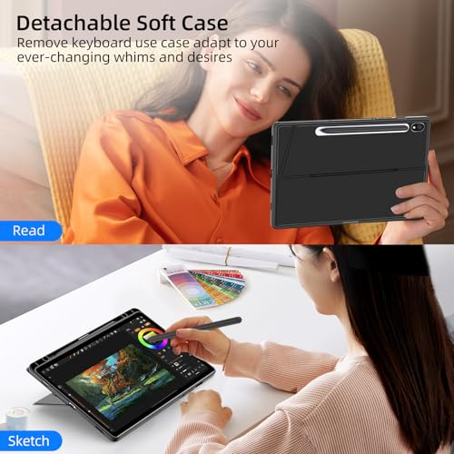JUQITECH Trackpad Keyboard Case for Samsung Galaxy Tab S10 Lite S10 FE 2025 S9 FE 10.9 Inch S9 11 Inch 2023, Soft Protector Case Kickstand Magnetic Detachable Wireless Backlit Keyboard, S Pen Slot - Image 4