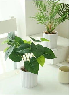 Kutis 1-Piece Artificial Plant with Pot for Home Garden Décor Green/White 30x30 cm  - Image 1