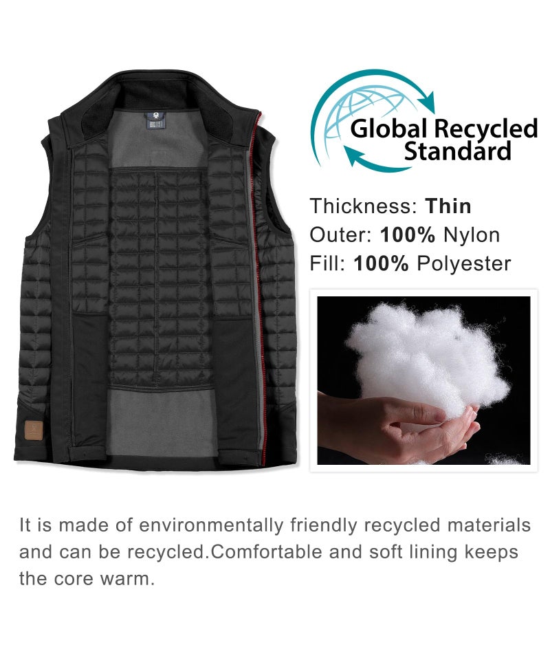Little Donkey Andy Men’s Lightweight Puffer Vest, Warm Outdoor Sleeveless Jacket for Hiking Travel Running Black XXL - Image 4