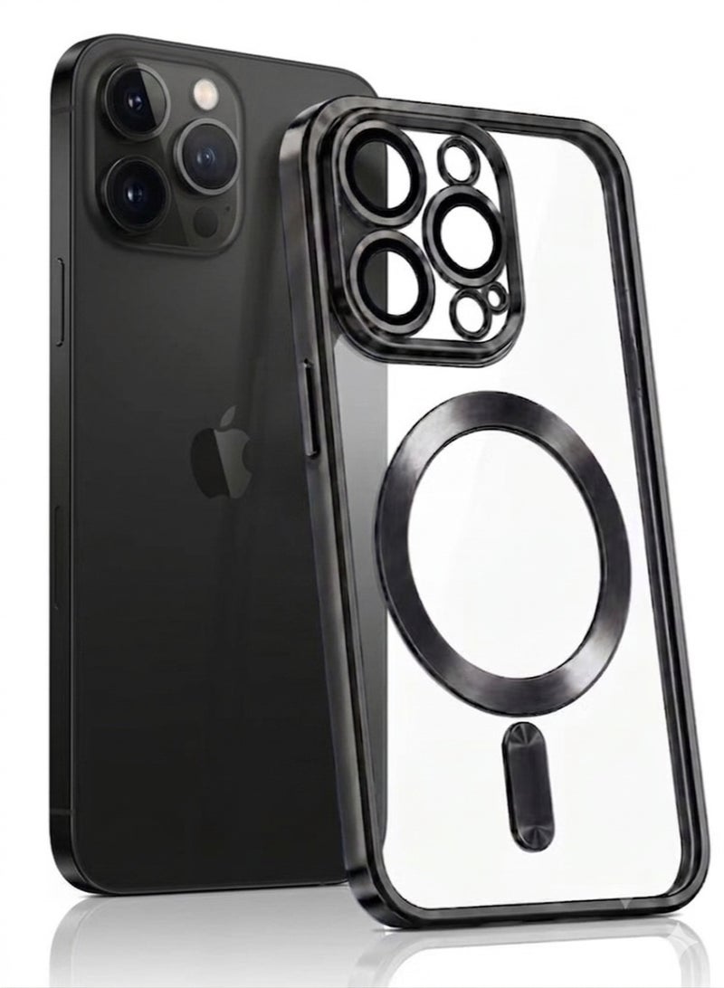 MagSafe Magnetic Clear Case for Apple iPhone 15 Pro Max 6.7 inch –  Camera Lens Protection - Black - Image 4