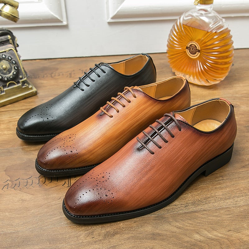 Plus Size Sassafras Striped Leather Shoes Men'S 38-47 Size Brock Business Dress British Men'S Fashion Leather Shoes - Image 5