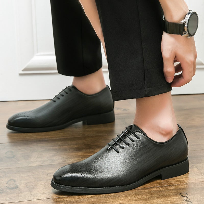 Plus Size Sassafras Striped Leather Shoes Men'S 38-47 Size Brock Business Dress British Men'S Fashion Leather Shoes - Image 4
