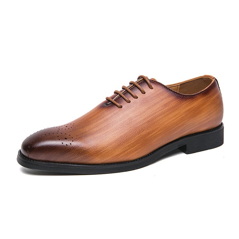 Plus Size Sassafras Striped Leather Shoes Men'S 38-47 Size Brock Business Dress British Men'S Fashion Leather Shoes - Image 1