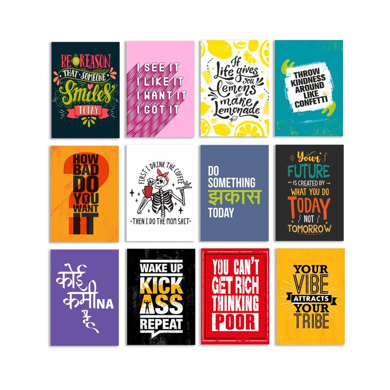 PAPER PLANE DESIGN Quote Wall Poster For Living room Bedroom Office Wall Decoration Set of 12 (29 X 21 cm) - Image 1