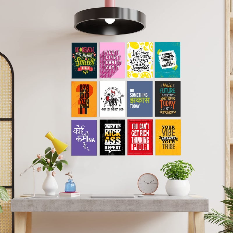 PAPER PLANE DESIGN Quote Wall Poster For Living room Bedroom Office Wall Decoration Set of 12 (29 X 21 cm) - Image 3