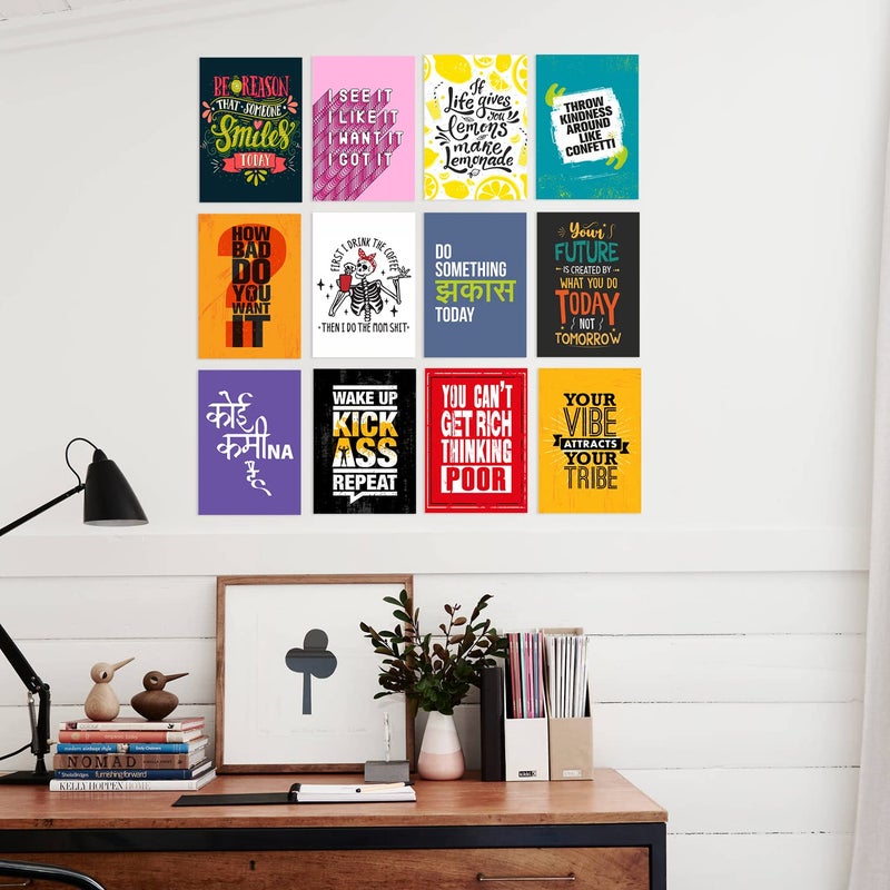 PAPER PLANE DESIGN Quote Wall Poster For Living room Bedroom Office Wall Decoration Set of 12 (29 X 21 cm) - Image 2