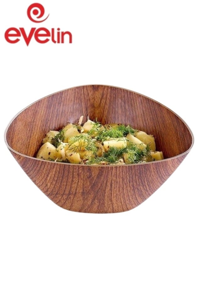إيفيلين وعاء تقديم مثلث من إيفلين – بلاستيك آمن غذائيًا ذو مظهر خشبي أنيق – مقاس 12 سم – طبق تقديم الفواكه، الأرز، السلطات، الوجبات الخفيفة، الأطباق الجانبية – مقاوم للكسر والخدش – تصميم عملي وعصري للطاولة، سهل الإمساك والتنظيف، موفر للمساحة – مثالي للاستخدام اليومي، الحفلات، النزهات، التخييم، السفر، المنزل، المكتب والمطاعم - Image 1