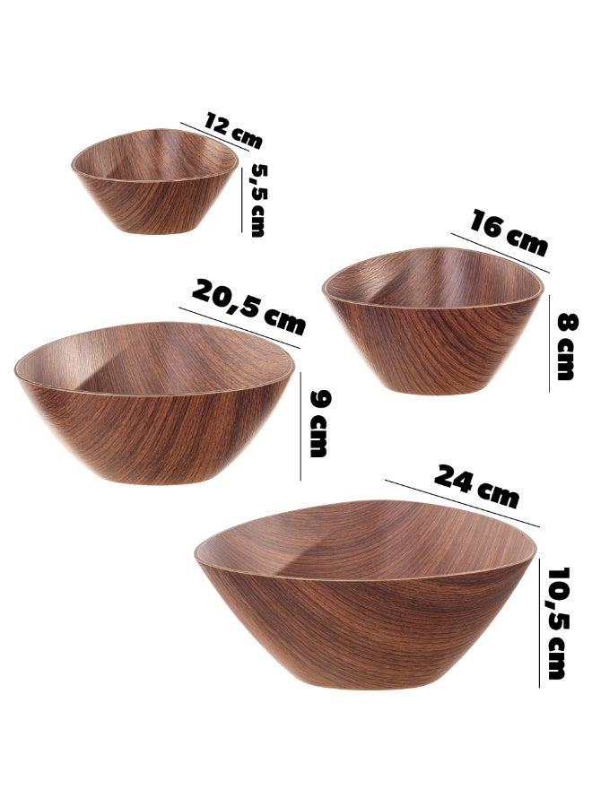 إيفيلين وعاء تقديم مثلث من إيفلين – بلاستيك آمن غذائيًا ذو مظهر خشبي أنيق – مقاس 12 سم – طبق تقديم الفواكه، الأرز، السلطات، الوجبات الخفيفة، الأطباق الجانبية – مقاوم للكسر والخدش – تصميم عملي وعصري للطاولة، سهل الإمساك والتنظيف، موفر للمساحة – مثالي للاستخدام اليومي، الحفلات، النزهات، التخييم، السفر، المنزل، المكتب والمطاعم - Image 2