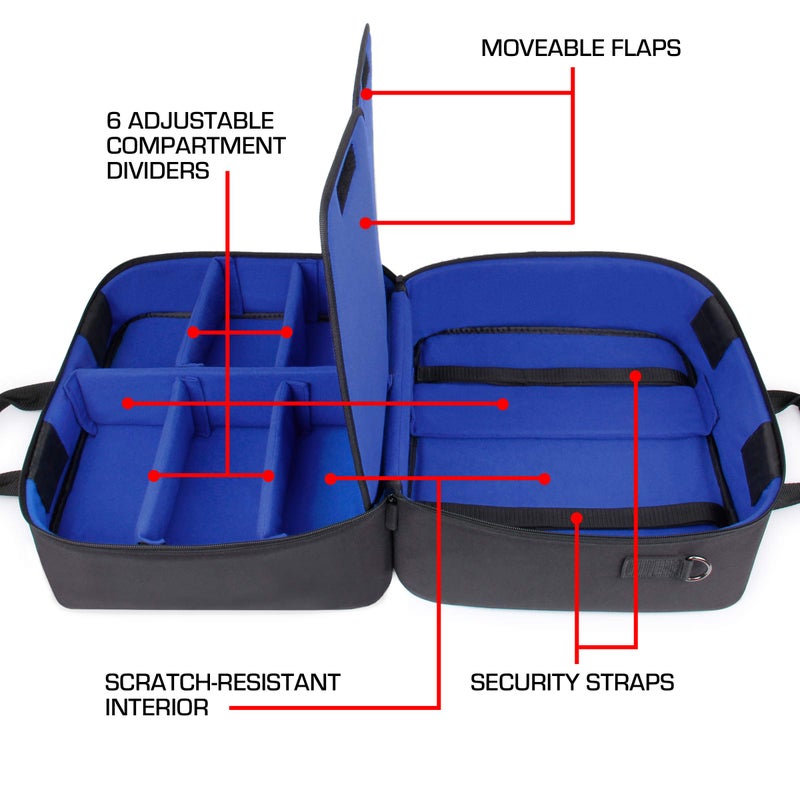 USA GEAR PS5 Case - Console Case Compatible with PlayStation 5 and PS5 Digital Edition with Customizable Interior for Controller, Games, Headset, and Accessories (Blue) - Image 4