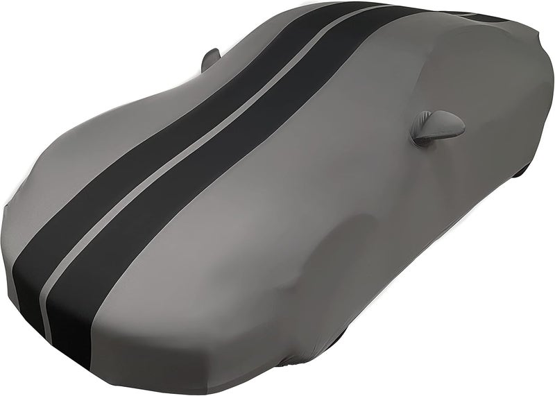 SR1 Performance Porsche Indoor Car Cover - Ultraguard Stretch Satin for 1999-2024 Porsche 911, Cayman & Boxster - Custom Fit (Dark Gray/Black Stripes) - Image 4