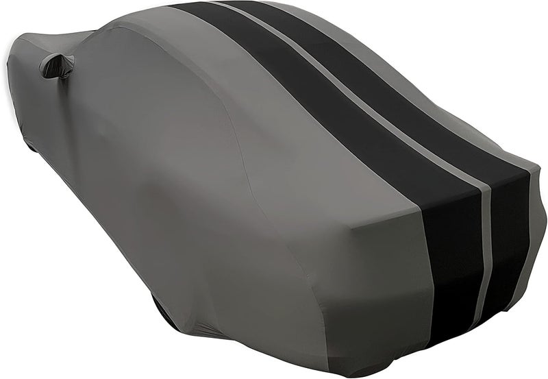 SR1 Performance Porsche Indoor Car Cover - Ultraguard Stretch Satin for 1999-2024 Porsche 911, Cayman & Boxster - Custom Fit (Dark Gray/Black Stripes) - Image 5