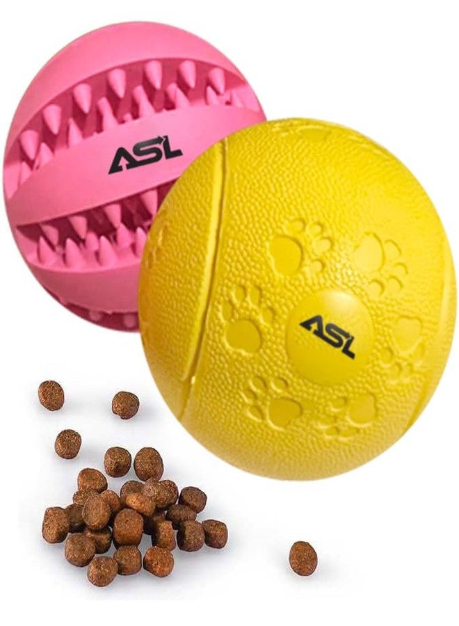 اي اس ال كرات مضغ تفاعلية للكلاب من ASL، عبوة من قطعتين، كرات متينة للمضغ للجراء والكلاب، ألعاب إثراء للكلاب الكبيرة والصغيرة، كرات متينة لتنظيف الأسنان/تدريب الذكاء/المضغ - Image 1