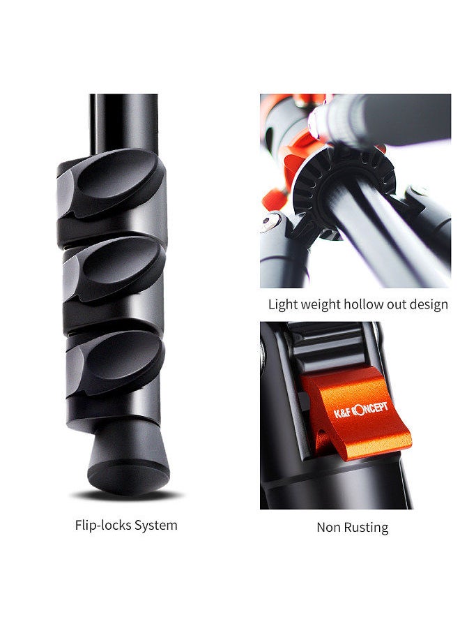 K&F Concept - K&F CONCEPT  68.9in Foldable Tripod Camera Stand with Ball Head 10kg/22lbs Load Capacity Aluminum Alloy Portable Tripod Stand Detachable Lightweight Tripod for Cameras - Image 1