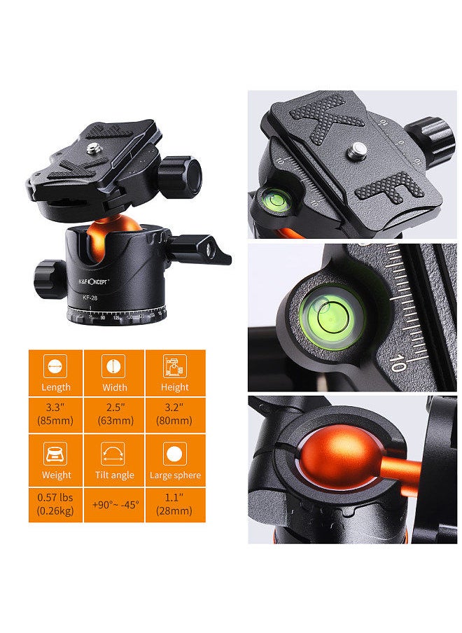 K&F Concept - K&F CONCEPT  68.9in Foldable Tripod Camera Stand with Ball Head 10kg/22lbs Load Capacity Aluminum Alloy Portable Tripod Stand Detachable Lightweight Tripod for Cameras - Image 1