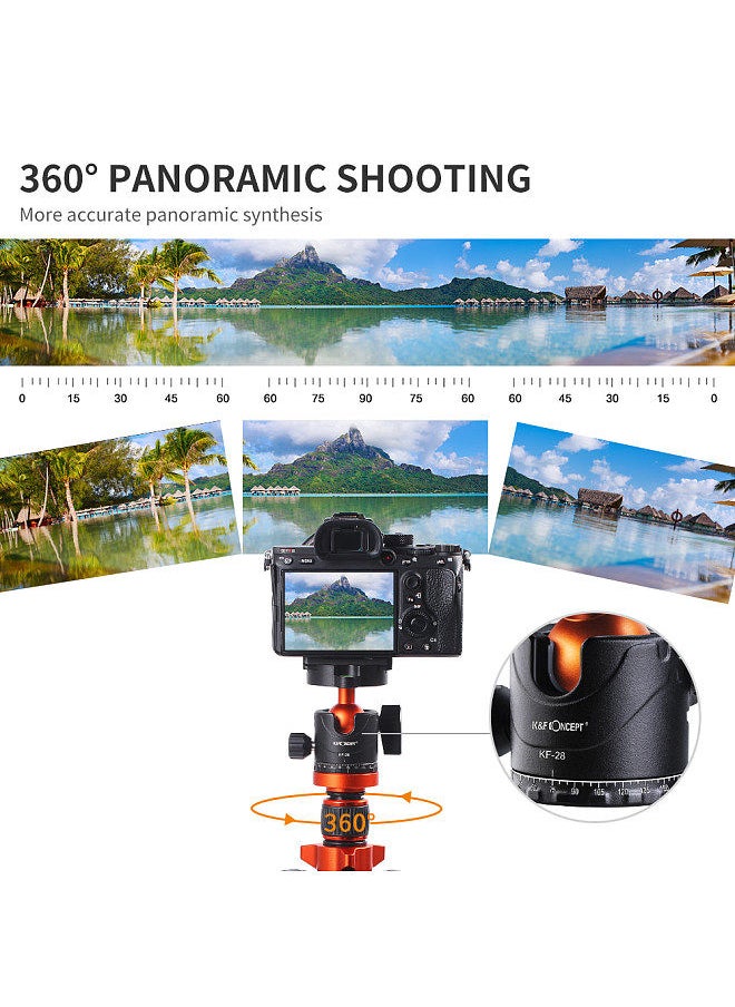 K&F Concept - K&F CONCEPT  68.9in Foldable Tripod Camera Stand with Ball Head 10kg/22lbs Load Capacity Aluminum Alloy Portable Tripod Stand Detachable Lightweight Tripod for Cameras - Image 1