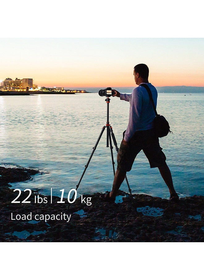 K&F Concept - K&F CONCEPT  68.9in Foldable Tripod Camera Stand with Ball Head 10kg/22lbs Load Capacity Aluminum Alloy Portable Tripod Stand Detachable Lightweight Tripod for Cameras - Image 1