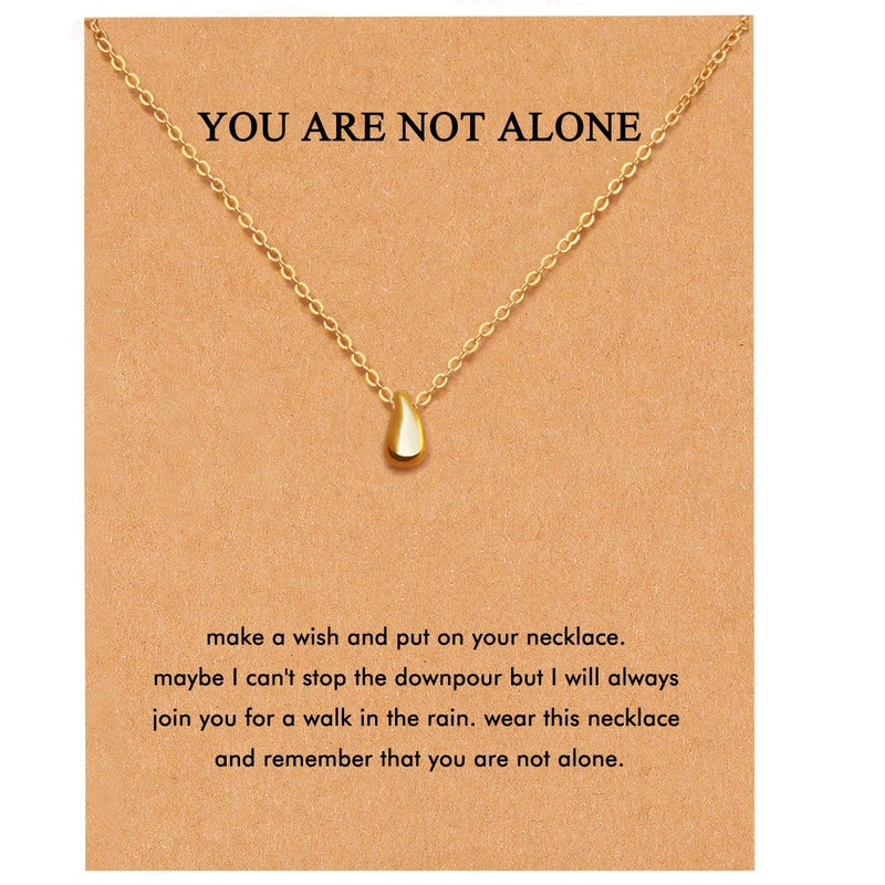 RZKING Thinking Of You Gifts For Women, Golden Dainty Waterdrop Pendant Necklace for Women - Image 1
