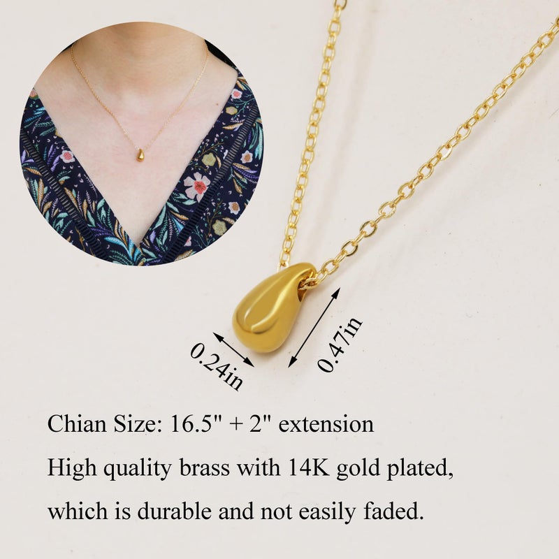 RZKING Thinking Of You Gifts For Women, Golden Dainty Waterdrop Pendant Necklace for Women - Image 2