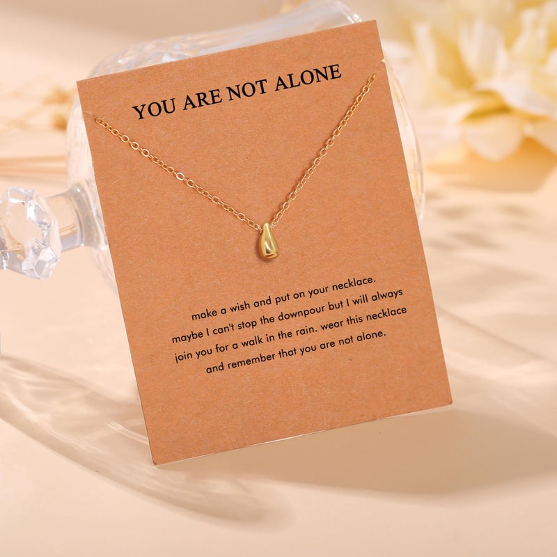 RZKING Thinking Of You Gifts For Women, Golden Dainty Waterdrop Pendant Necklace for Women - Image 4