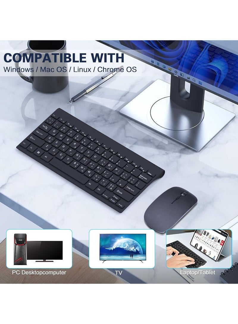 Arabest 78 Keys Arabic/English Wireless Keyboard and Mouse Combo,2.4G Wireless Keyboard and Mouse Set Compact Quiet Ultra-Thin Sleek Design,Cordless Mouse Keyboard Set for Laptop,PC,Desktop - Image 5