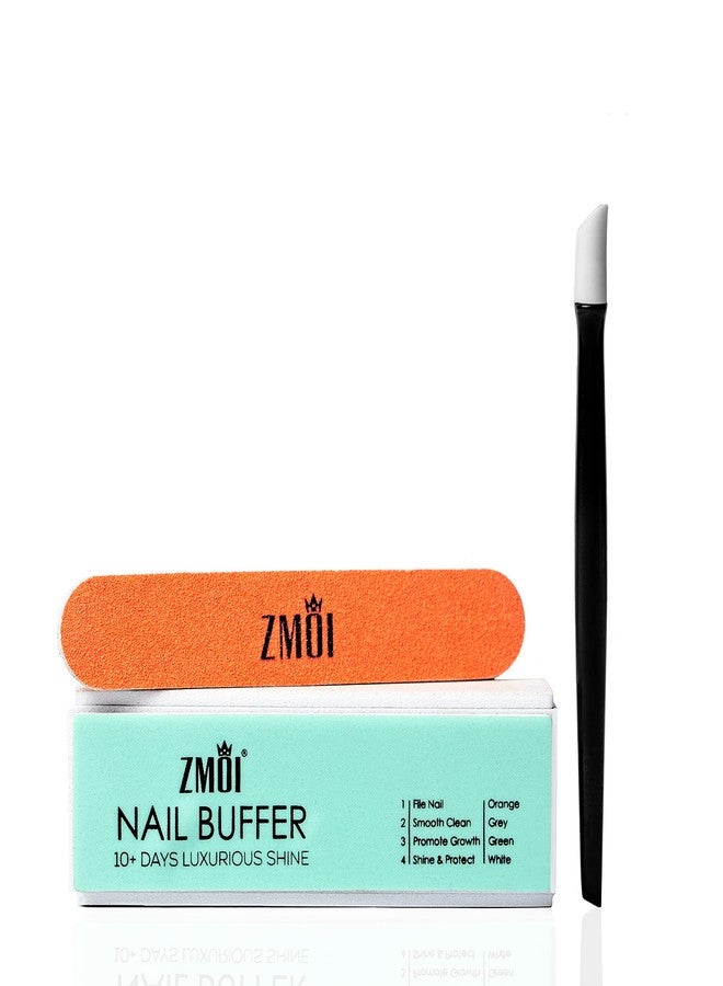 ZMOI Pro Nail Buffer Set -Luxurious Shine Korean 4-Way Nail Buffing Block, Cuticle Pusher, and Mini Nail File Kit - for Natural Shine Nails - Manicure/Pedicure Tools for Home and Salon - Image 1