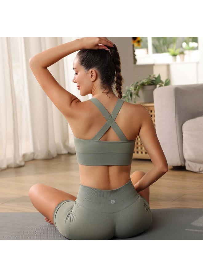 Evercute Zip Front Post-Surgery Bra Women's Wireless Sports Bras Padded Strappy Medium Support Yoga Exercise Athletic Bras - Image 3