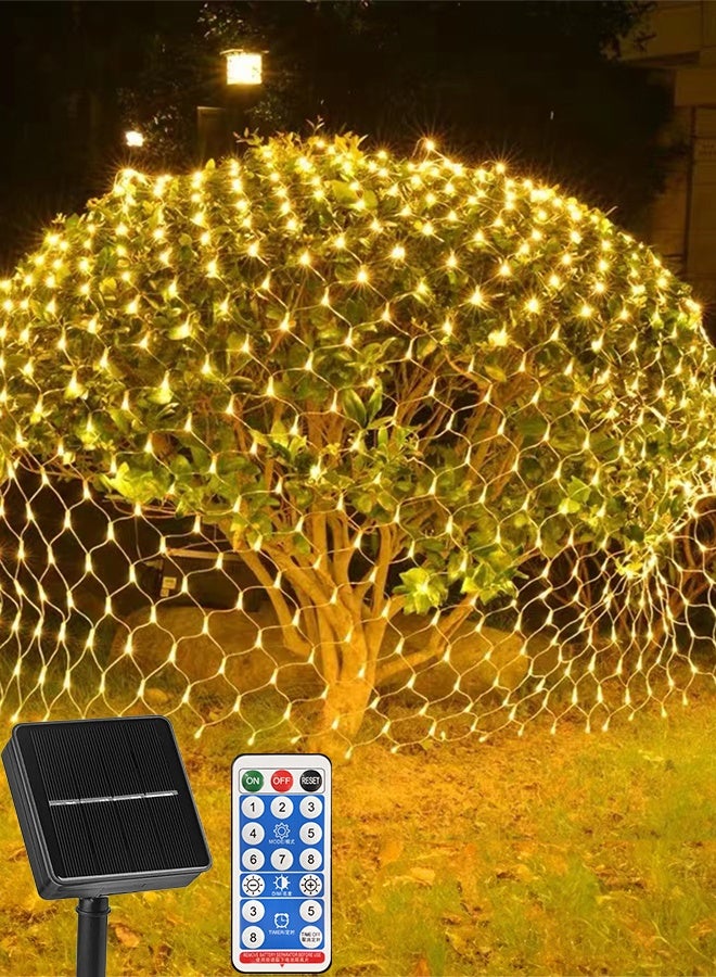 Tersely Solar Net Lights Outdoor with Remote Mesh Lights 3M x 2M/9.8 x 6.6FT 192 LEDS IP65 Waterproof Lights for Ramadan Diwali Party Patio Backyard Bush Fence Wall Christmas Holiday - Image 1