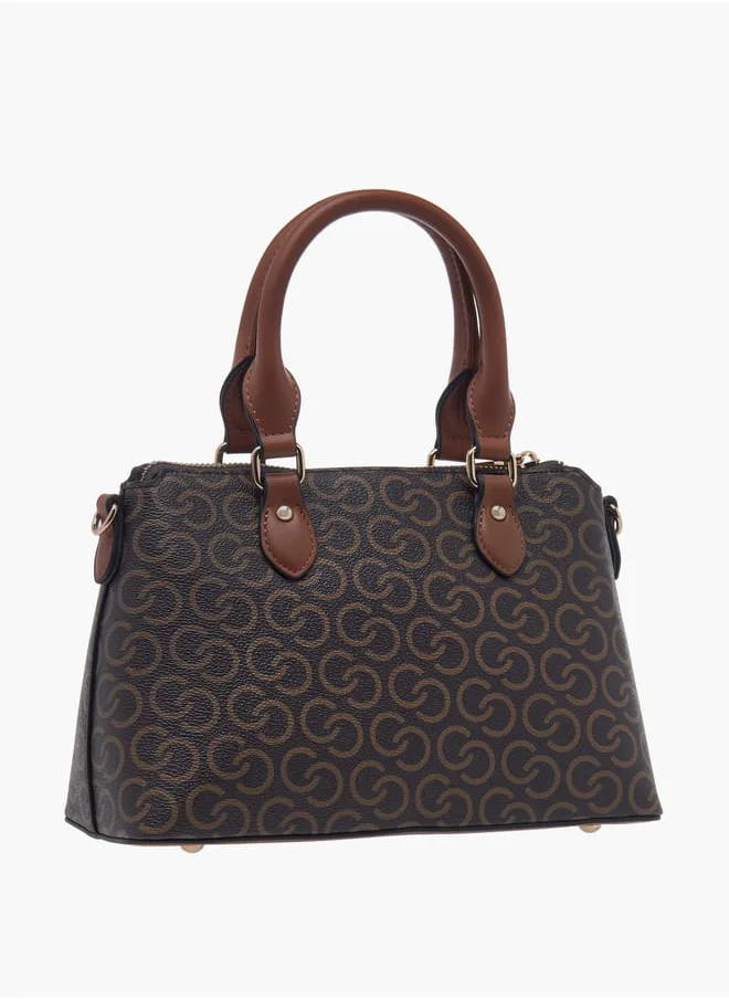 Celeste Women Monogram Print Tote Bag with Zip Closure and Double Handle