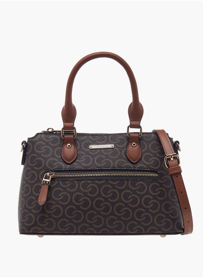 Celeste Women Monogram Print Tote Bag with Zip Closure and Double Handle  - Image 1