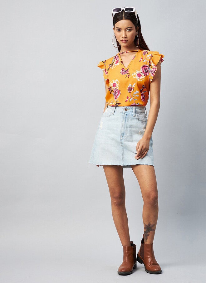 CHIMPAAANZEE Yellow Floral Printed Top - Image 5