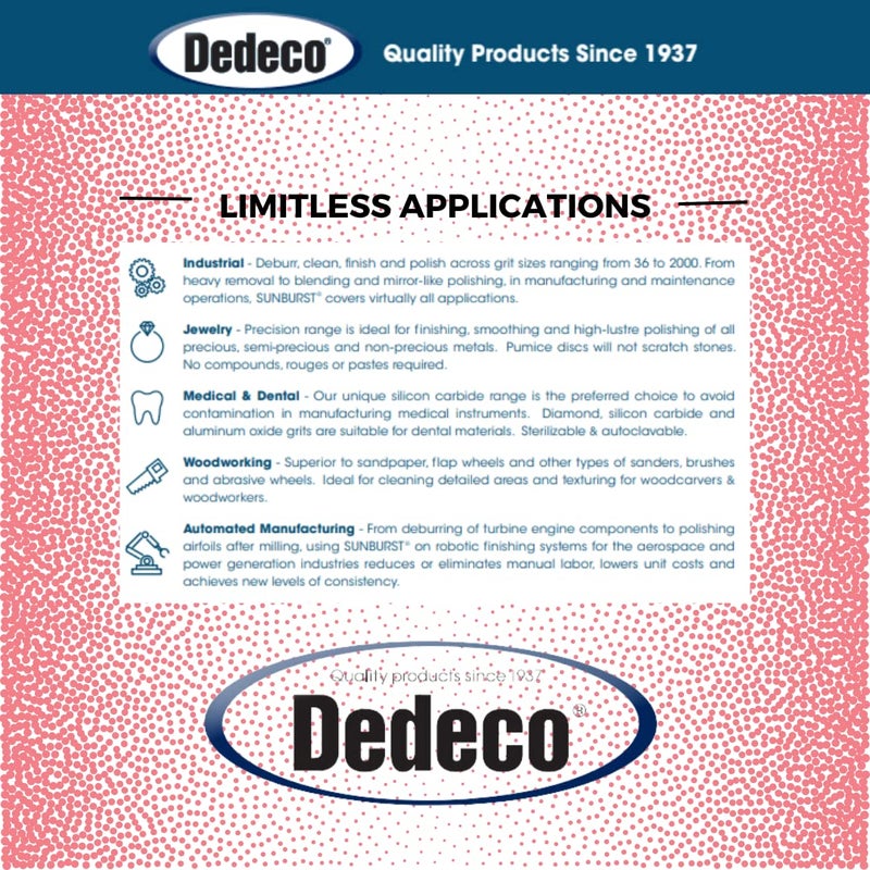 Dedeco Sunburst Points – 3/32” (2.35mm) Shank, Shape -14, Precision Thermoplastic Cleaning Polishing Deburring Rotary Tool Accessories, Standard 220 Grit, Aluminum Oxide - 12 Pack - Image 4