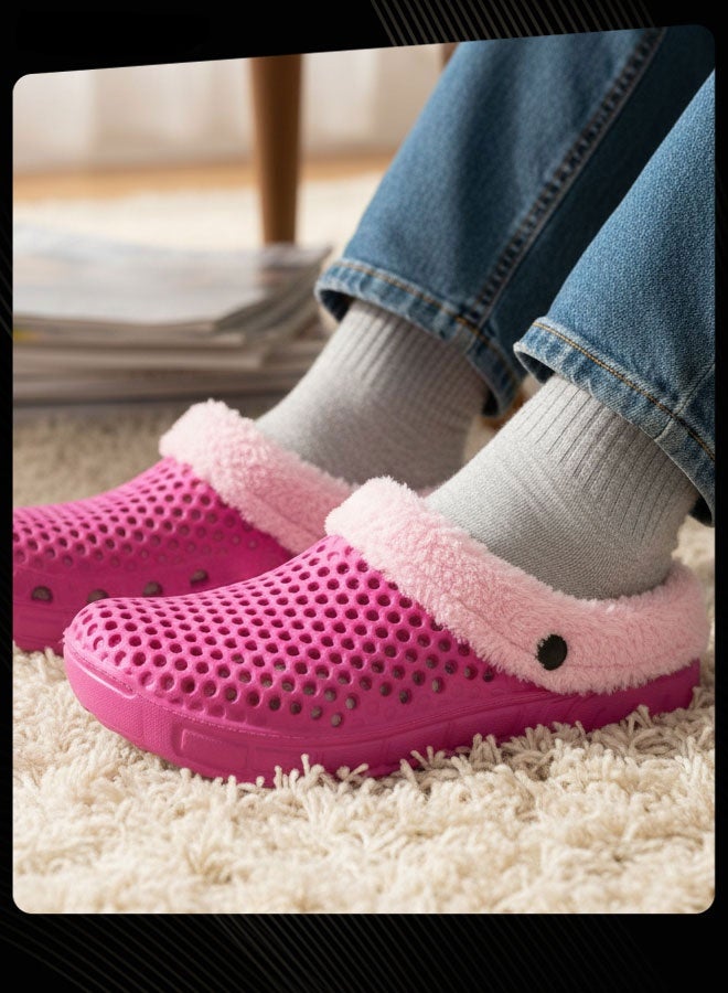 OUTAD Women Autumn and Winter Warm Anti-skid Slide Wear-resistant Bedroom Slipper Pink - Image 2