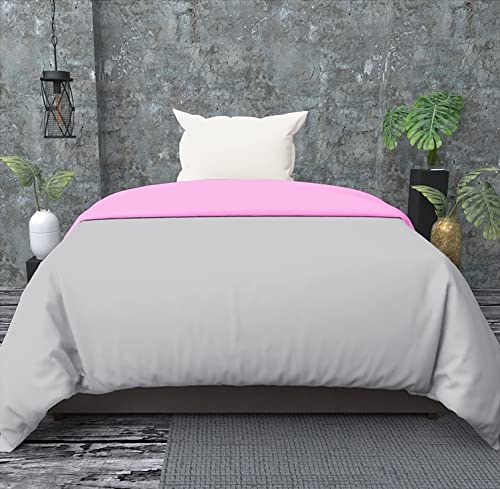 TURIYA 180 TC Microfiber 1 Pc Reversible Single Bed Duvet Cover/ Rajai Cover Cum Dohar; 90x60 inches; Pink and Grey - Image 2