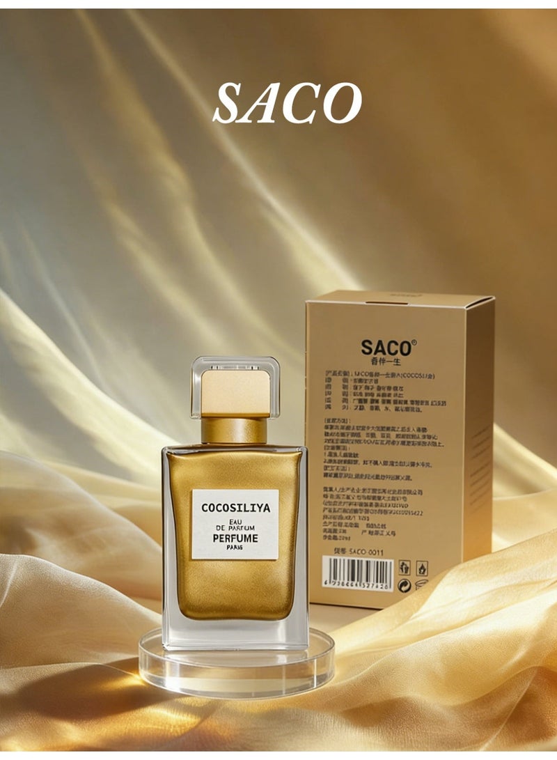SACO COCOSILIYA Golden Women's Eau de Parfum 50ml/Floral Fragrance/The Perfect Gift Choice - Image 1