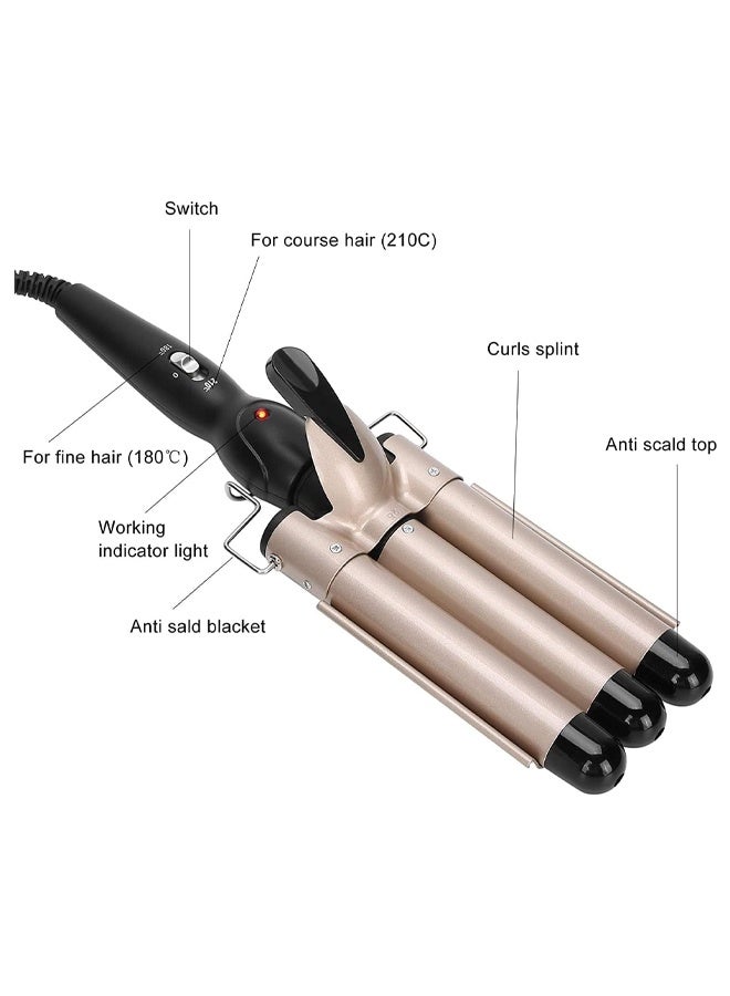 DUNISO مكواة تجعيد الشعر السيراميكية، مكواة تجعيد بثلاث أسطوانات، أدوات تصفيف الشعر على شكل بيضة، عصا تجعيد الشعر، لجميع أنواع الشعر، 22 مم - Image 2