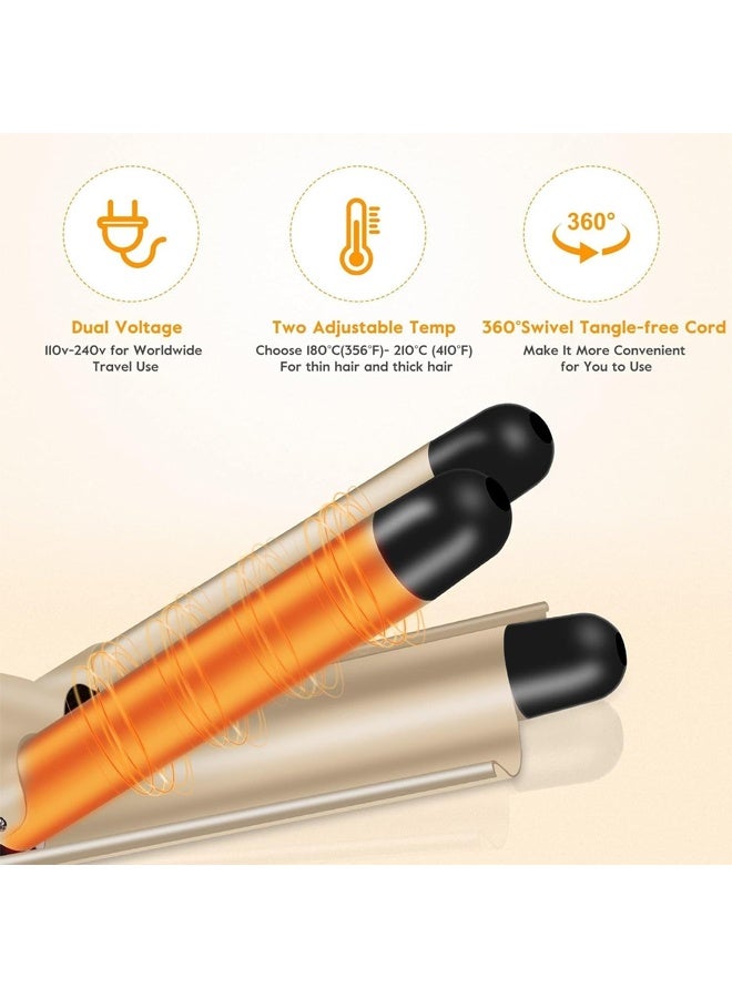 DUNISO مكواة تجعيد الشعر السيراميكية، مكواة تجعيد بثلاث أسطوانات، أدوات تصفيف الشعر على شكل بيضة، عصا تجعيد الشعر، لجميع أنواع الشعر، 22 مم - Image 4