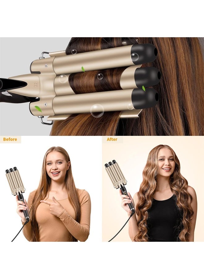 DUNISO مكواة تجعيد الشعر السيراميكية، مكواة تجعيد بثلاث أسطوانات، أدوات تصفيف الشعر على شكل بيضة، عصا تجعيد الشعر، لجميع أنواع الشعر، 22 مم - Image 3