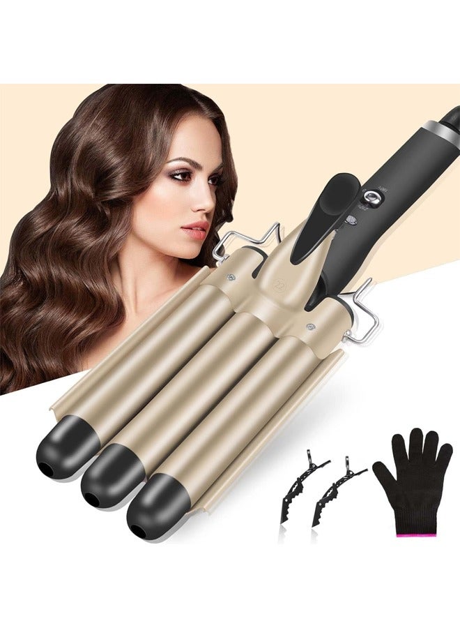 DUNISO مكواة تجعيد الشعر السيراميكية، مكواة تجعيد بثلاث أسطوانات، أدوات تصفيف الشعر على شكل بيضة، عصا تجعيد الشعر، لجميع أنواع الشعر، 22 مم - Image 1