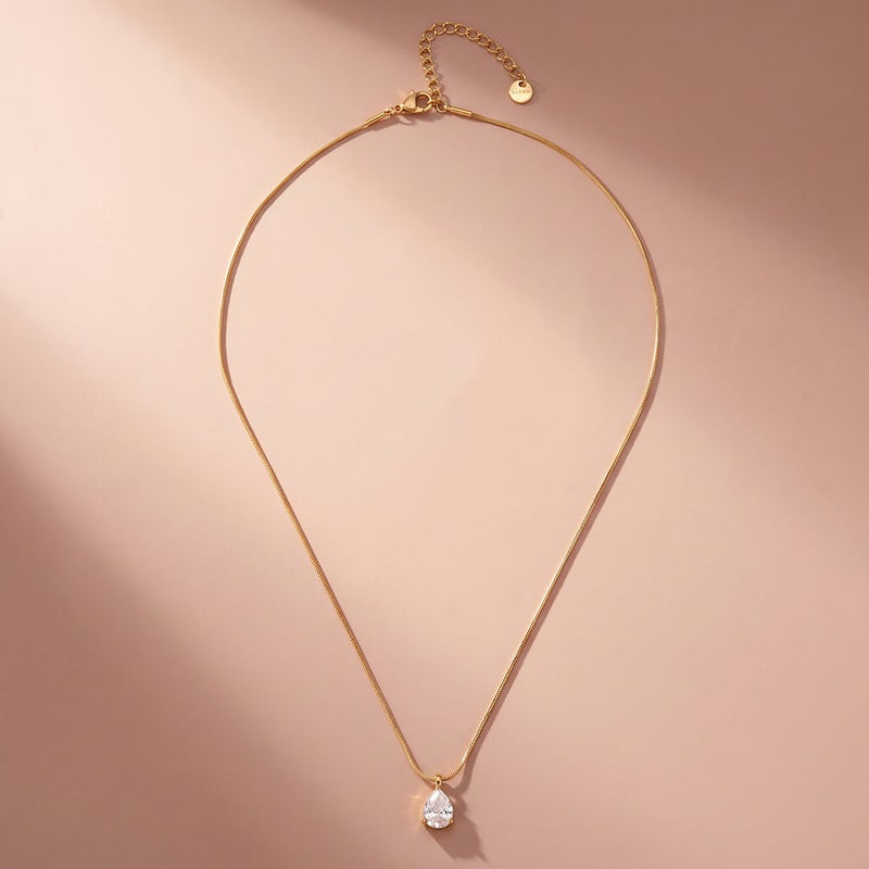 PALMONAS Pear Glow Charm Pendant Necklace for Women | 18K Gold Plated, Waterproof & Anti-Tarnish - Image 3