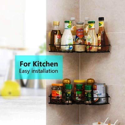 ONSUR Bathroom Shelf Wall Mounted for Soap Shampoo Scrub Etc Metal Bathroom Corner Shelf with 2 Self Adhesive Space Seving Solution - Image 3