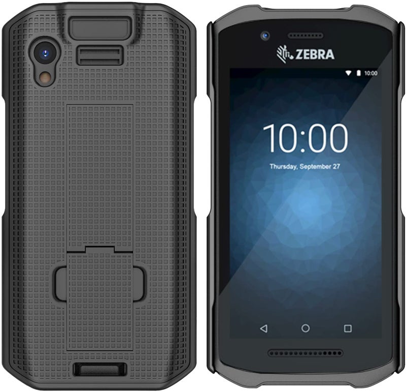 Nakedcellphone Case with Stand for Zebra TC21 TC26 Mobile Computer Scanner, Textured Slim Hard Shell Protector Cover with Kickstand - Black - Image 2