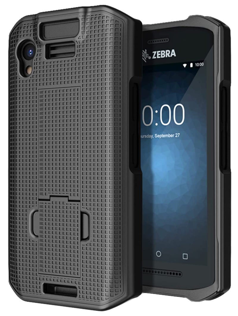 Nakedcellphone Case with Stand for Zebra TC21 TC26 Mobile Computer Scanner, Textured Slim Hard Shell Protector Cover with Kickstand - Black - Image 1
