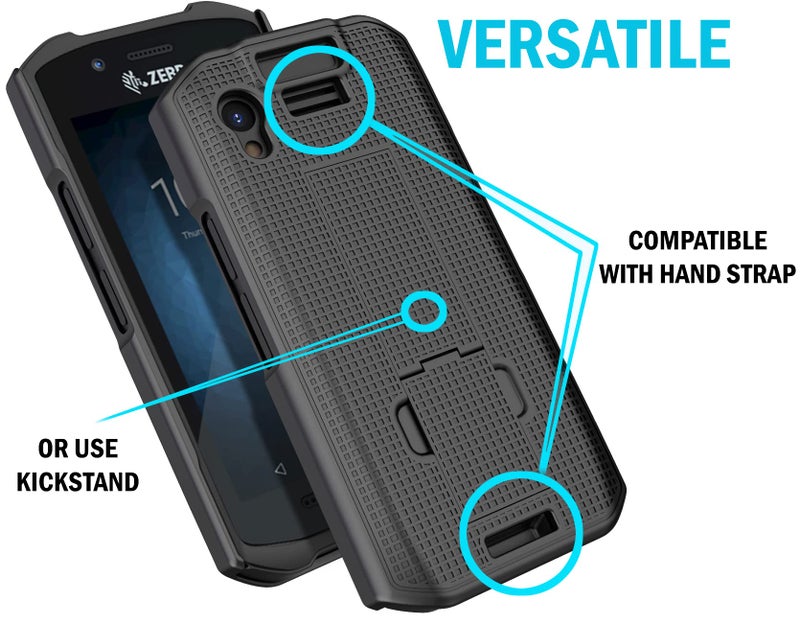 Nakedcellphone Case with Stand for Zebra TC21 TC26 Mobile Computer Scanner, Textured Slim Hard Shell Protector Cover with Kickstand - Black - Image 3