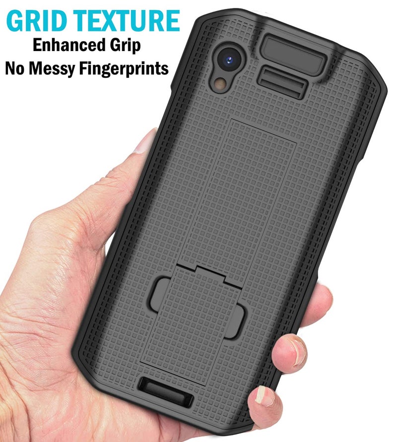 Nakedcellphone Case with Stand for Zebra TC21 TC26 Mobile Computer Scanner, Textured Slim Hard Shell Protector Cover with Kickstand - Black - Image 4