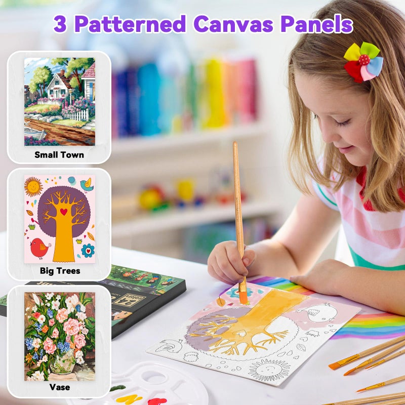 DRAWLEX 39 PCS Paint Set, Painting Kit with 24 Acrylic Paints, 8 Brushes, Art Supplies Set for Kids Adults - Image 2