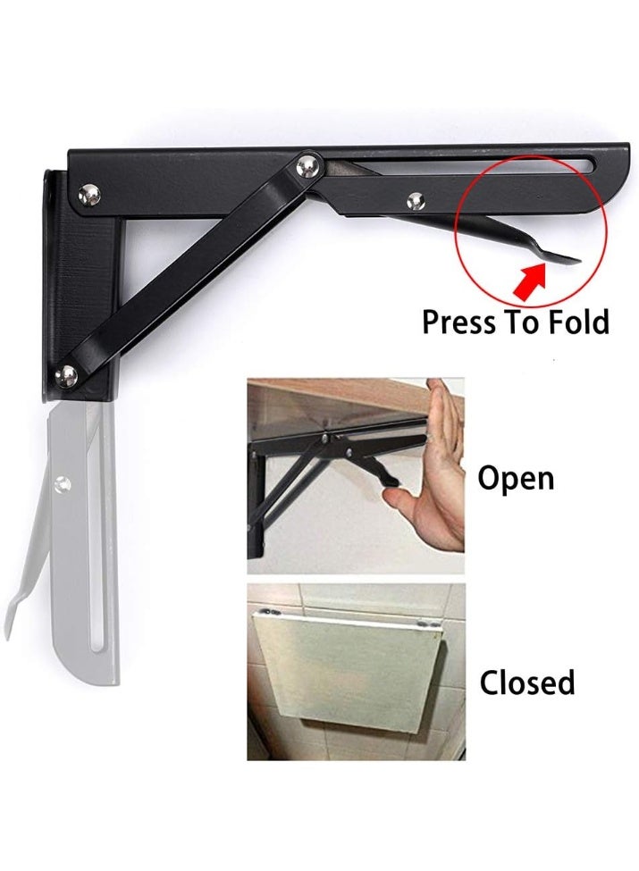 Sturdy Folding Shelf Brackets - Heavy Duty Metal Triangle Table Bench Folding Shelf Bracket White for Wall Mounted 8 Inch Black - Image 5