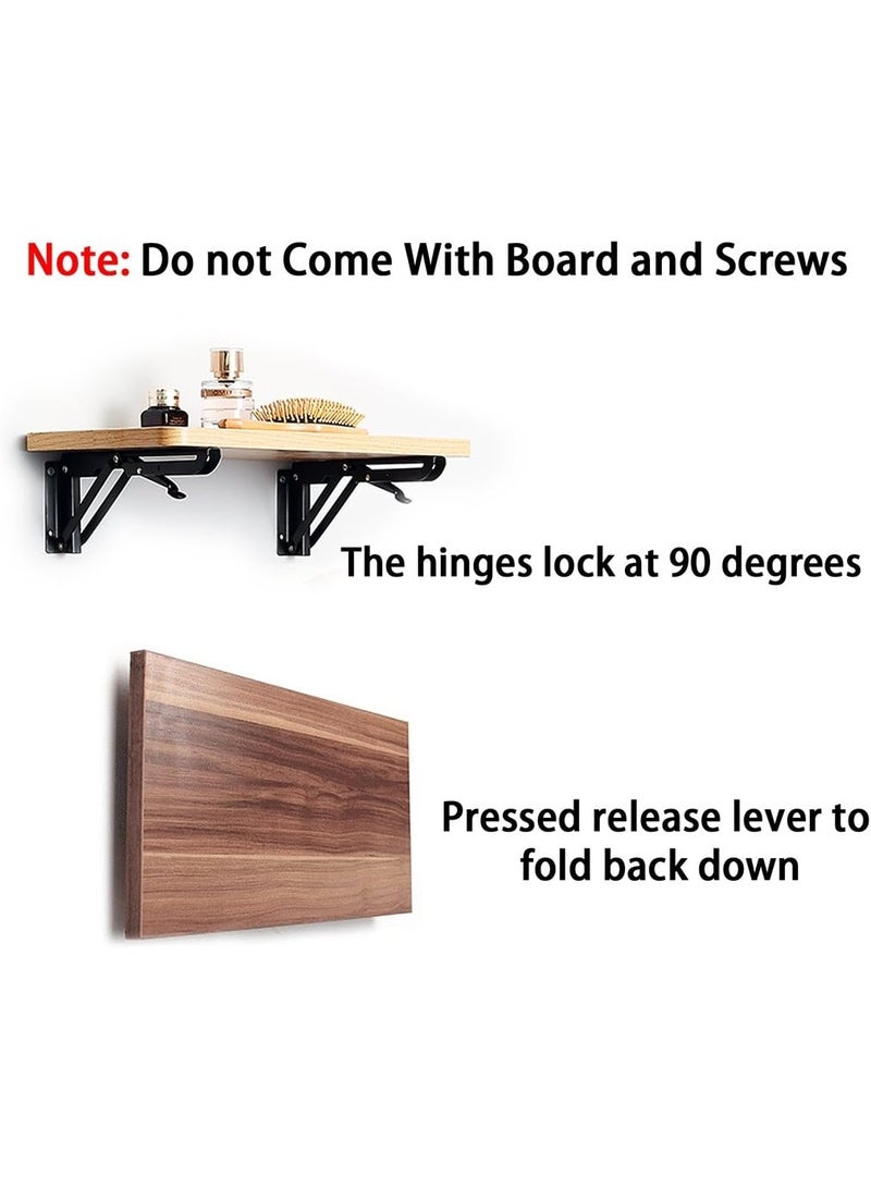 Sturdy Folding Shelf Brackets - Heavy Duty Metal Triangle Table Bench Folding Shelf Bracket White for Wall Mounted 8 Inch Black - Image 3
