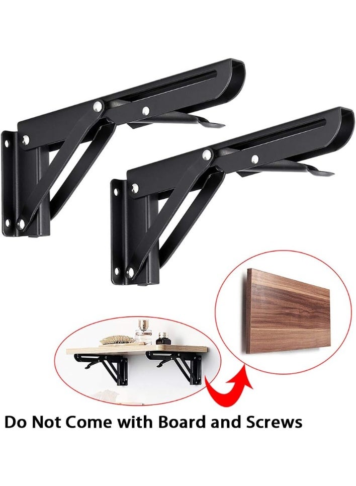 Sturdy Folding Shelf Brackets - Heavy Duty Metal Triangle Table Bench Folding Shelf Bracket White for Wall Mounted 8 Inch Black - Image 4